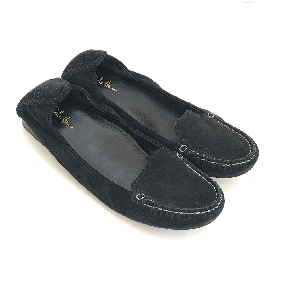COLE HAAN Ballet Flat Black Suede Moccasin Women’s Size 9.5 WIDE WIDTH